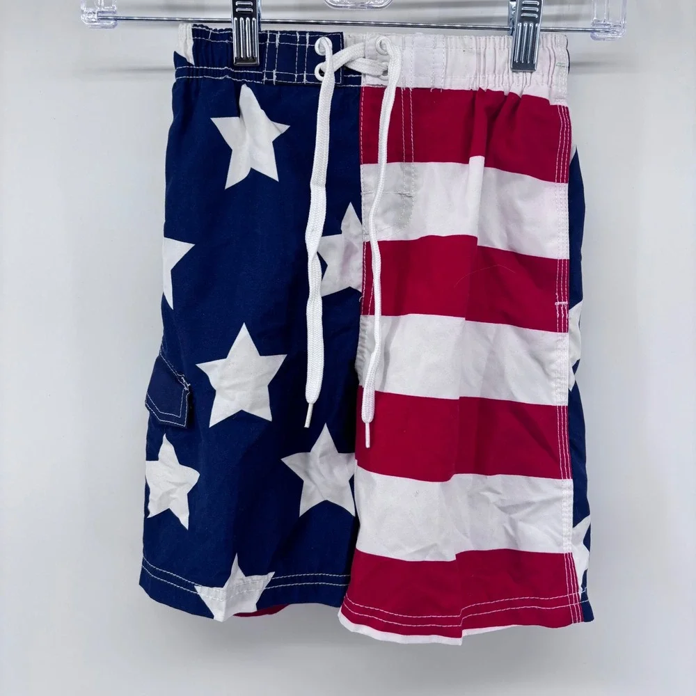 Boys Patriotic Swim Trunks American Flag Stars Stripes Swimwear Swimsuit‎